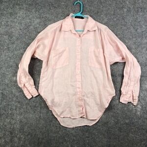 Ess the Label Button Up Women's Shirt Size 6 Pink Linen top